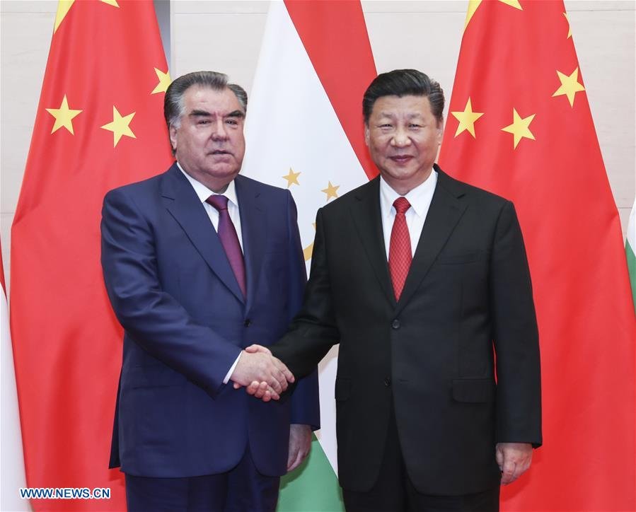 ajik President Emomali Rahmon with Chinese President Xi