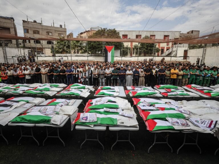 Funeral held for 75 Palestinians after remains recovered from Gaza ruins