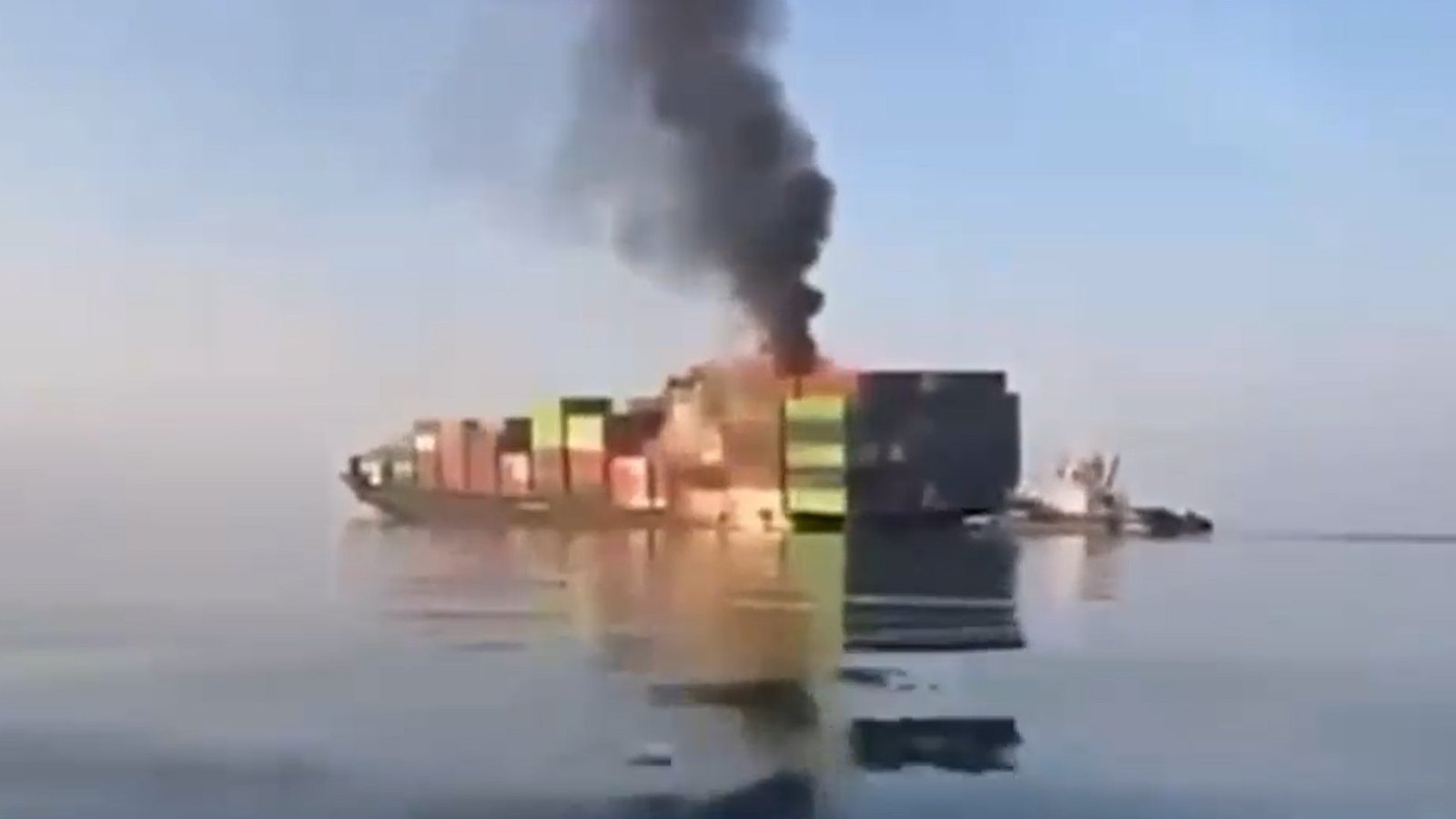 Containers and debris captured floating around the Strait of Hormuz