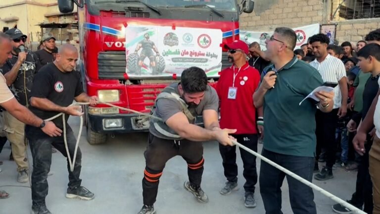 Gaza bodybuilders find solace in strongman competition among the ruins