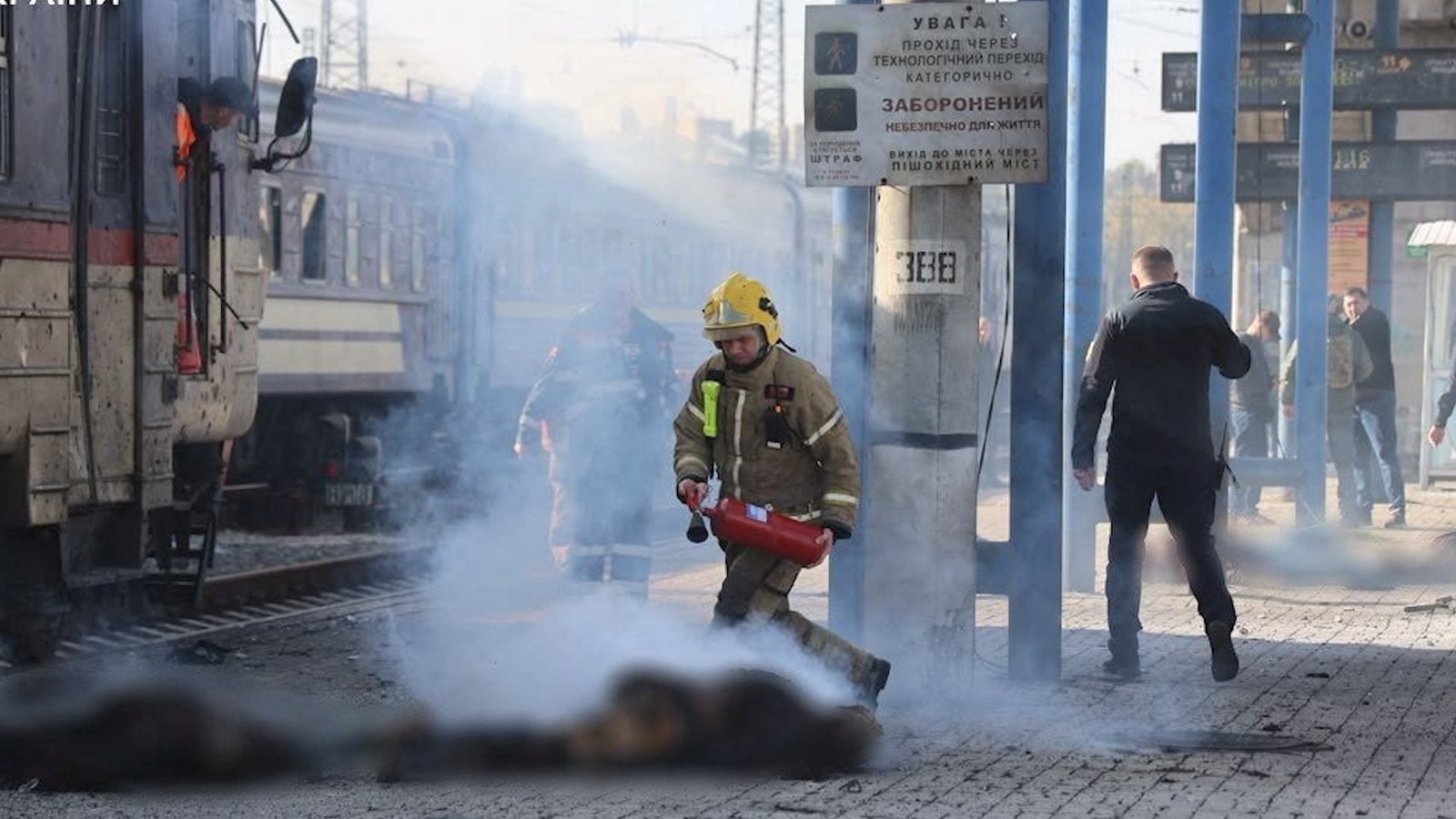 At least 14 people killed in attack on Ukraine train station