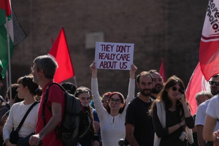 Thousands protest across Italy over living costs and military spending